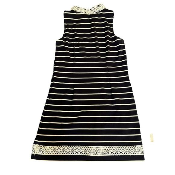 Eliza J Mandarin Collar Shift Dress Navy and White Striped Size 14 - Picture 5 of 9